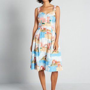 NWT Emily & Fin x Modcloth Road Trip Rendezvous Summer Sleeveless Midi Dress…